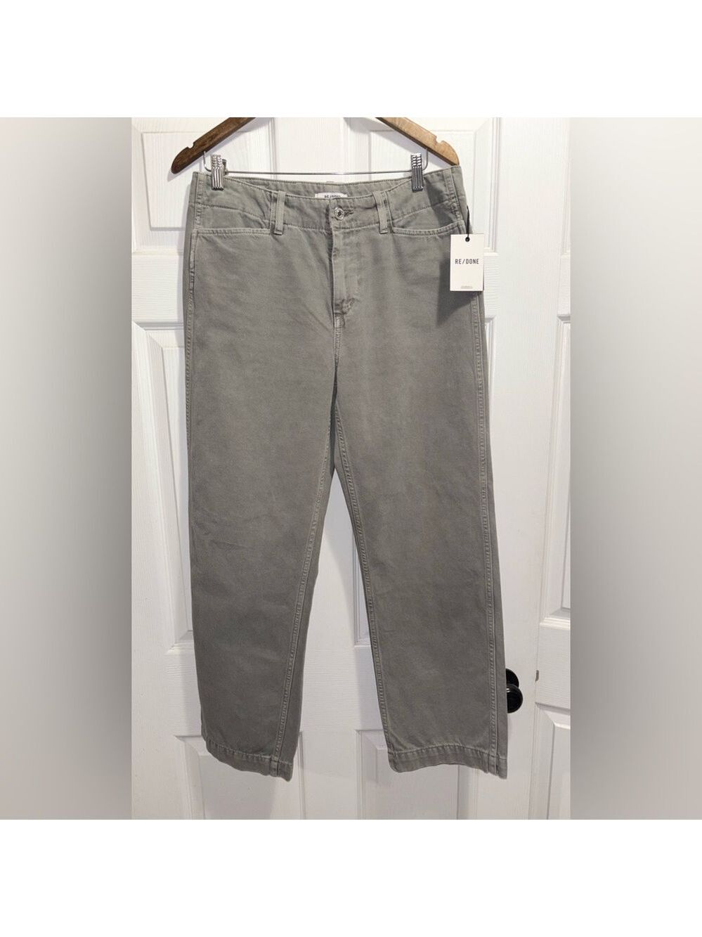 NWT Re/Done The Slacker Jeans Slouchy Mid Rise Washed Herbe Grey Size 28 New